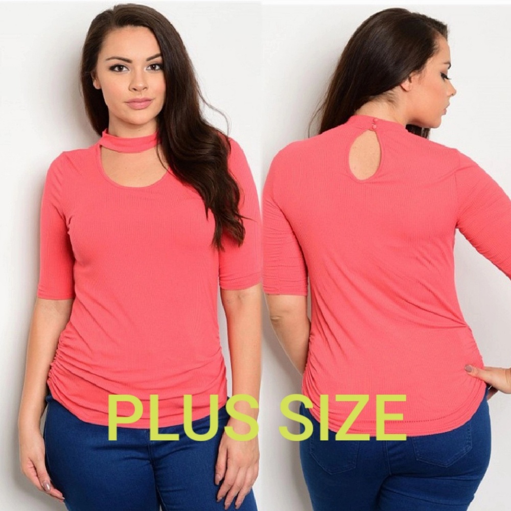 Plus Size Coral Choker Top